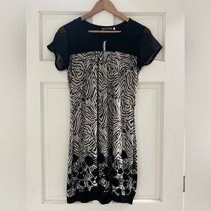 Elegant Black and White Zebra Mini Dress